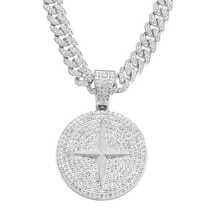 Alloy Cross Star Pendant Hip Hop Cuban Link Chain Necklace