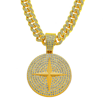 Alloy Cross Star Pendant Hip Hop Cuban Link Chain Necklace